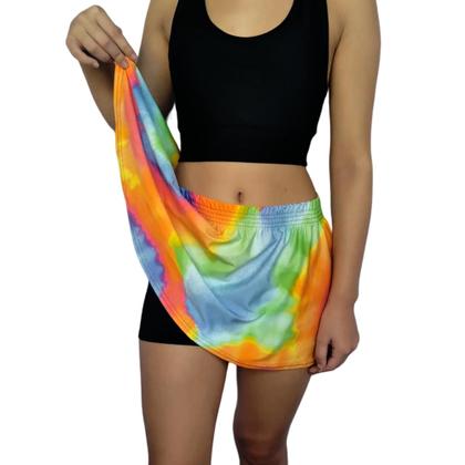 Imagem de Kit 2 Shorts Saias Femininos Godê Elástico Estampas Sortidas Suplex PP ao Plus Size