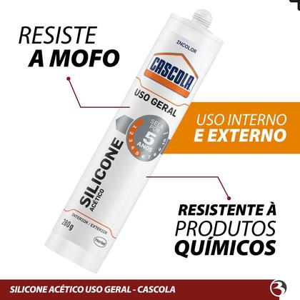 Imagem de KIT 2 SIlicone Acético Transparente Profissional Construção 280g Cascola