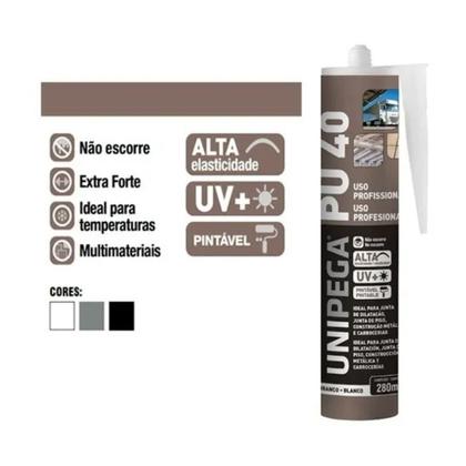 Imagem de Kit 2 Silicone Adesivo Pu40 Selante Branco 400g - Unipega