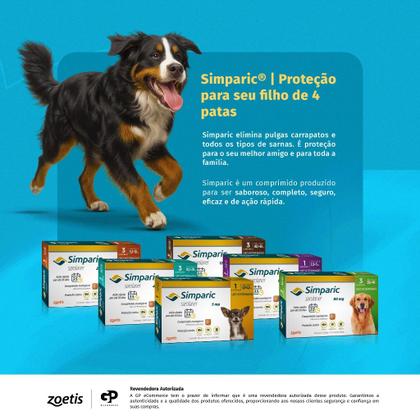 Imagem de Kit 2 Simparic Antipulgas e Carrapatos para Cães de 1,3 a 2,5kg 1 Comprimido 5mg Zoetis
