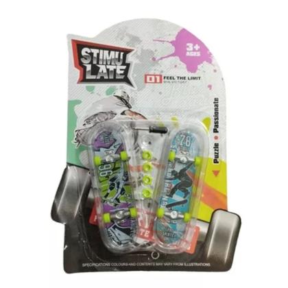 Imagem de Kit 2 Skate Dedo Infantil Fingerboard + Ferramenta + 4 Rodas