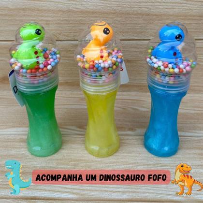 Imagem de kit 2 slime colorido infantil sereia dinossauro glitter modelar presente para criança escolha o seu