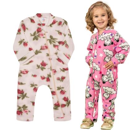 Imagem de Kit 2 Soft Macacão Infantil Menina e Menino Flaneladinho e Quentinho Perfeito Para os dias Mais frios