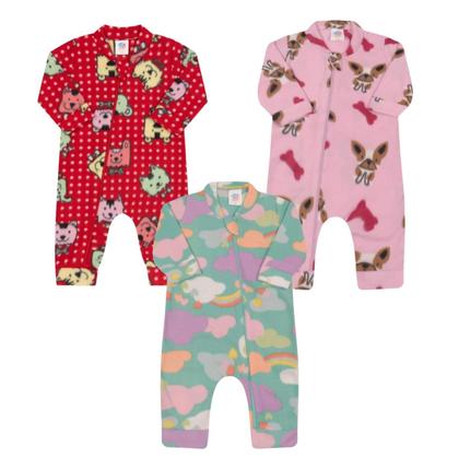 Imagem de Kit 2 Soft Macacão Infantil Menina e Menino Flaneladinho e Quentinho Perfeito Para os dias Mais frios