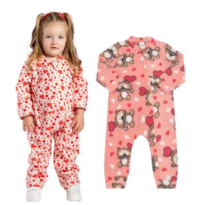 Imagem de Kit 2 Soft Macacão Infantil Menina e Menino Flaneladinho e Quentinho Perfeito Para os dias Mais frios