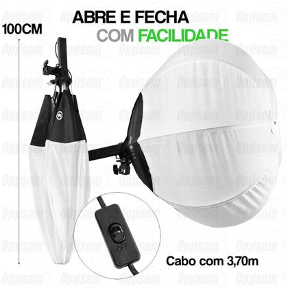 Imagem de Kit 2 Softbox Lanterna Balão Chines Greika 65cm Com Lampada + Suporte Teto Parede