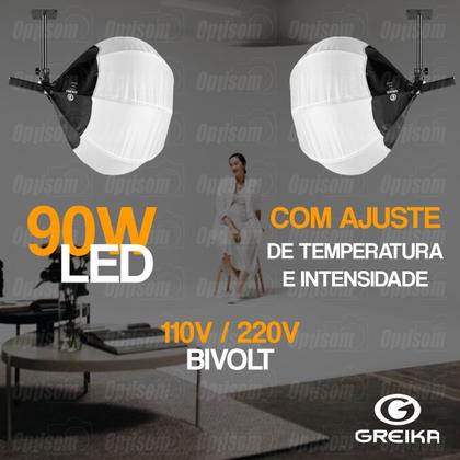 Imagem de Kit 2 Softbox Lanterna Balão Chines Greika 65cm Com Lampada + Suporte Teto Parede