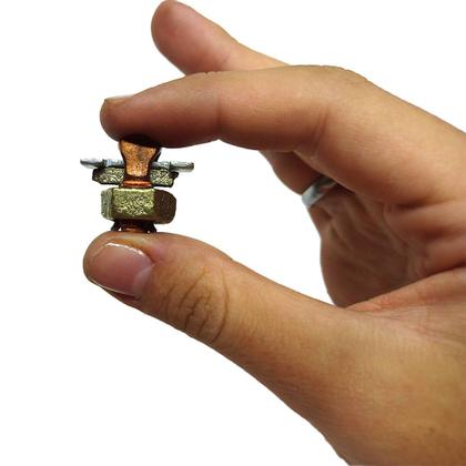 Imagem de Kit 2 Split Bolt Conector Parafuso Fendido Bimetálico 10mm para Emenda Cabos Cobre Alumínio