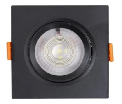 Imagem de Kit 2 Spot Led 5w Quadrado Embutir Branco Frio 9x9cm Preto