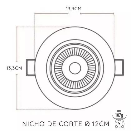 Imagem de Kit 2 Spot Redondo Embutir  12W Branco Quente 3000K Sanca Gesso