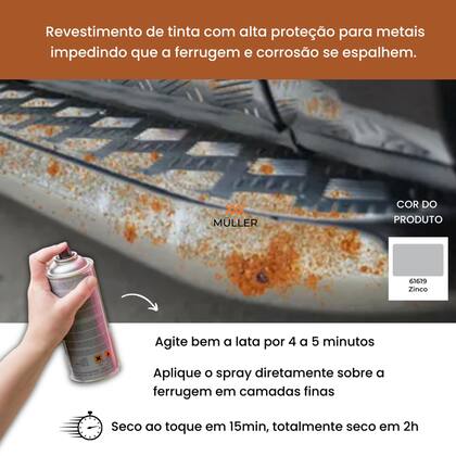 Imagem de Kit 2 Spray Zincagem a Frio Antiferrugem 300ml Colorart