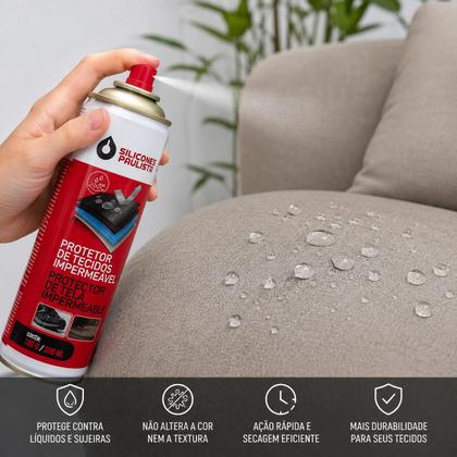 Imagem de Kit 2 Sprays Impermeabilizante de Tecido para Sofá Tecidos Tenis Silicones Paulista Proteção Contra Líquidos e Manchas