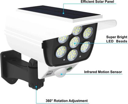 Imagem de Kit 2 Super Luminárias Solar Sensor Presença 42 Super Leds