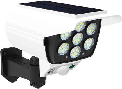 Imagem de Kit 2 Super Luminárias Solar Sensor Presença Parede Funções Câmera Falsa 7 cobs 42 super leds