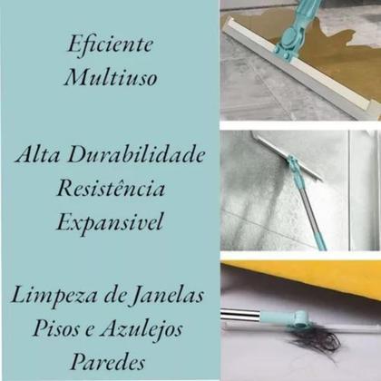 Imagem de kit 2 Super Rodos Mágico Silicone Multiuso Pisos Vidro Vassoura 1,50m Pisos Vidros Janela Limpeza Giratório Esfregão
