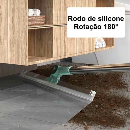 Imagem de kit 2 Super Rodos Mágico Silicone Multiuso Pisos Vidro Vassoura 1,50m Pisos Vidros Janela Limpeza Giratório Esfregão