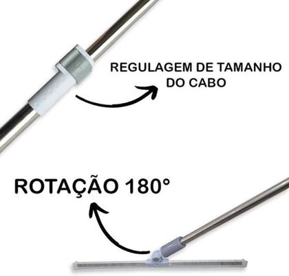 Imagem de kit 2 Super Rodos Vassoura Mágico Silicone Estrutural Multiuso Pisos Vidros Janela Limpeza Giratório Esfregão