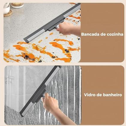 Imagem de kit 2 Super Rodos Vassoura Mágico Silicone Estrutural Multiuso Pisos Vidros Janela Limpeza Giratório Esfregão