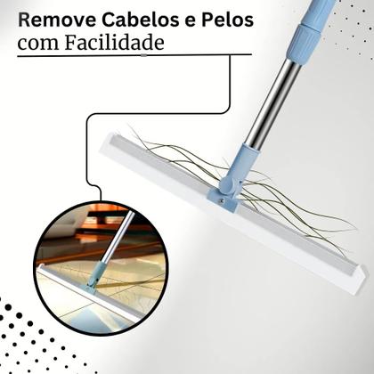 Imagem de kit 2 Super Rodos Vassoura Mágico Silicone Estrutural Multiuso Pisos Vidros Janela Limpeza Giratório Esfregão