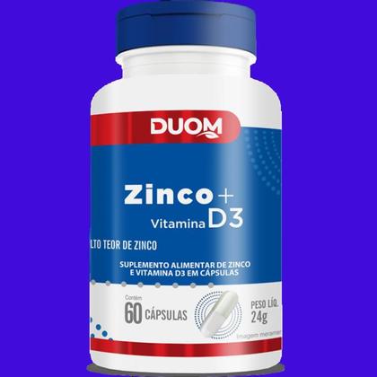 Imagem de Kit 2 Suplemento Alimentar Zinco + Vitamina D3 60 Cps  Duom