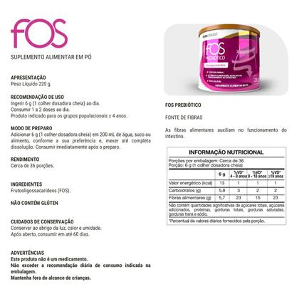 Imagem de Kit 2 Suplemento FOS Rico em Fibra Prebiótica 220g Maxinutri