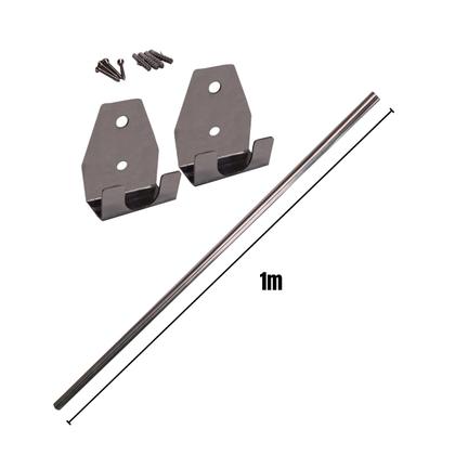 Imagem de Kit 2 Suporte Barra Inox 201 10mm Cabideiro Churrasco 1m