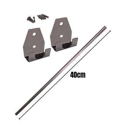 Imagem de Kit 2 Suporte Barra Inox 201 10mm Cabideiro Churrasco 40cm