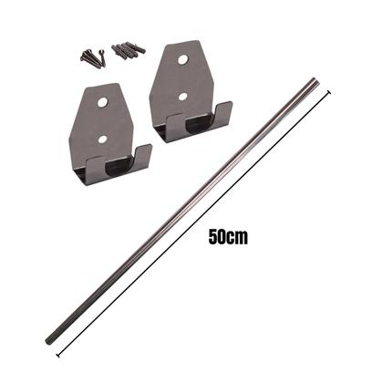 Imagem de Kit 2 Suporte Barra Inox Multiuso Cabideiro Churrasco 50cm