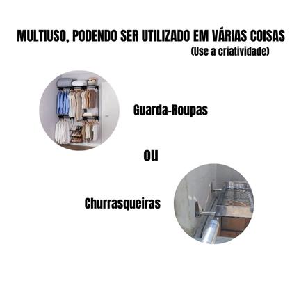 Imagem de Kit 2 Suporte Barra Inox Multiuso Cabideiro Churrasco 70cm
