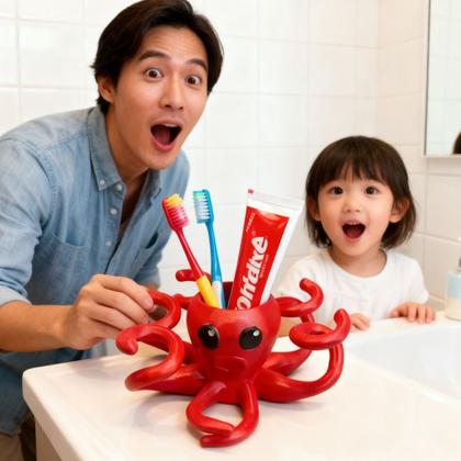 Imagem de Kit 2 Suporte De Escovas De Dente Polvo Organizador De Banheiro Porta Escova e Creme Dental Decorativo Infantil -
