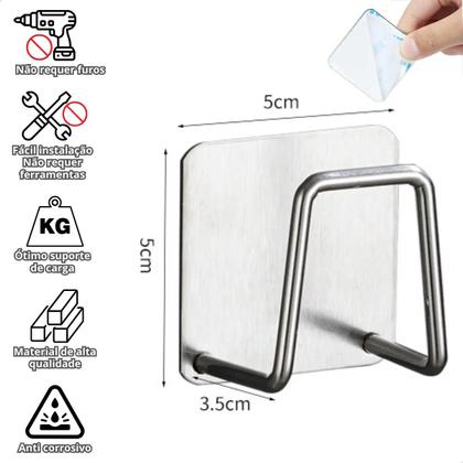 Imagem de Kit 2 Suporte De Esponja Bucha Pia Inox Louça Cozinha Gancho Prateado