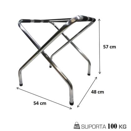 Imagem de Kit 2 Suporte De Malas Dobrável Alumínio Hotel Até 100kg - Zaka