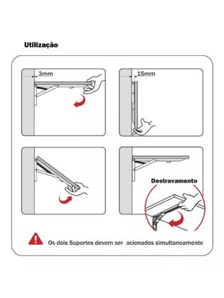 Imagem de Kit 2 Suporte Dobravel Mao Francesa Retrátil Dobrável Reforçada Tampo para Mesa Varios tamanhos