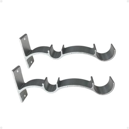 Imagem de Kit 2 Suporte Duplo Comum Alumínio Perfil Varão Ilhós Argola 19.28mm