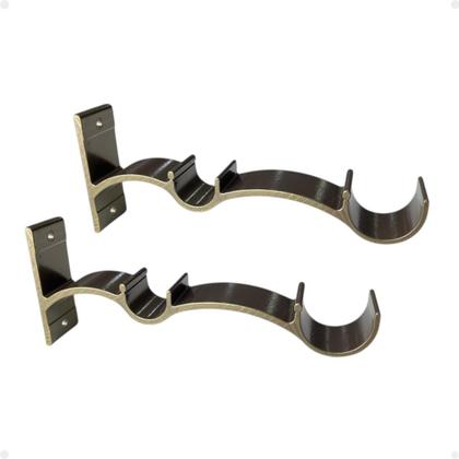 Imagem de Kit 2 Suporte Duplo Comum Alumínio Perfil Varão Ilhós Argola 19.28mm