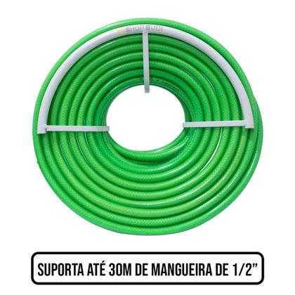 Imagem de Kit 2 Suporte Enrolar Mangueira Borracha de Jardim Aço Fixo Reforçado