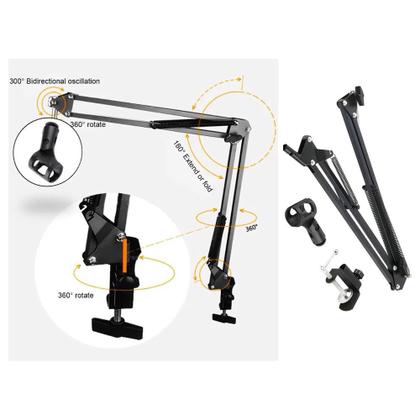 Imagem de Kit 2 Suporte Mesa Para Microfone Podcast  Articulado Nb35