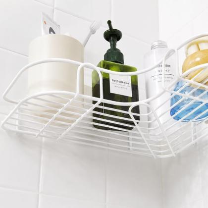 Imagem de Kit 2 Suporte Para Shampoo Prateleira De Aço Inoxidável Para Banheiro Sem Necessidade De Furar Cor:Branco