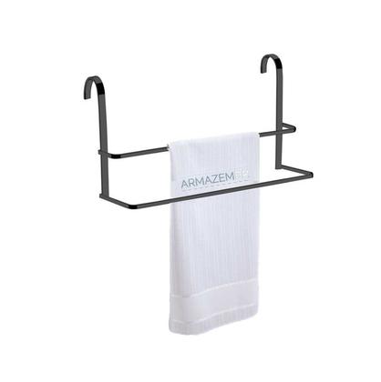 Imagem de Kit 2 Suporte Porta Toalha Duplo Toalheiro Box Preto Onix 1612ox - Future