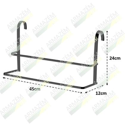Imagem de Kit 2 Suporte Porta Toalha Duplo Toalheiro Box Preto Onix 1612ox - Future