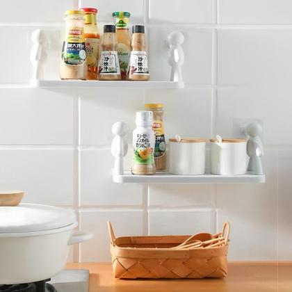 Imagem de Kit 2 Suporte Prateleira com Adesivo Decoração Para Sala Cozinha Banheiro Prateleira Organizador