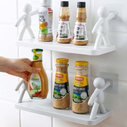 Imagem de Kit 2 Suporte Prateleira com Adesivo Decoração Para Sala Cozinha Banheiro Prateleira Organizador