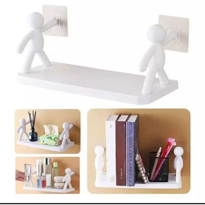 Imagem de Kit 2 Suporte Prateleira com Adesivo Decoração Para Sala Cozinha Banheiro Prateleira Organizador