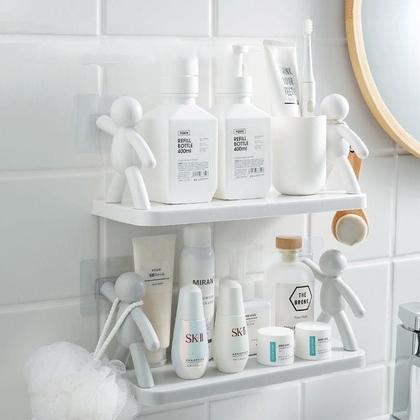Imagem de Kit 2 Suporte Prateleira com Adesivo Decoração Para Sala Cozinha Banheiro Prateleira Organizador