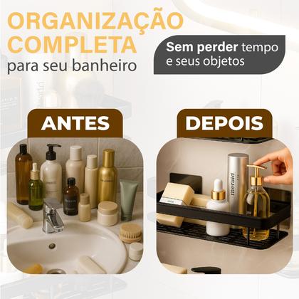 Imagem de Kit 2 Suporte Shampoo Sabonete Banheiro Adesivo Parede Box Luxo Linha Premuim