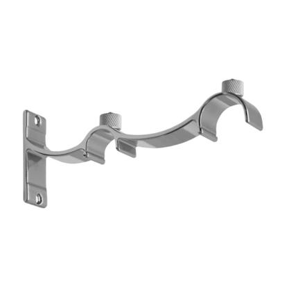 Imagem de KIT 2 Suportes Duplo Alumínio Perfil Invertido Para Varão Wave 28mm CROMADO