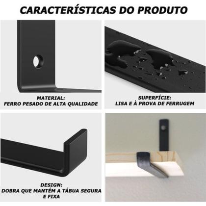 Imagem de Kit 2 Suportes Mão Francesa Invertida Par 20cm de Ferro 25mm