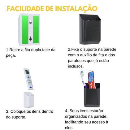 Imagem de Kit 2 Suportes Modular de Parede Compatível com Controle Remoto Universal Ar Condicionado TV Pasta Escova de Dente