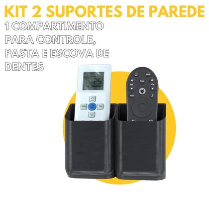 Imagem de Kit 2 Suportes Modular de Parede Compatível com Controle Remoto Universal Ar Condicionado TV Pasta Escova de Dente