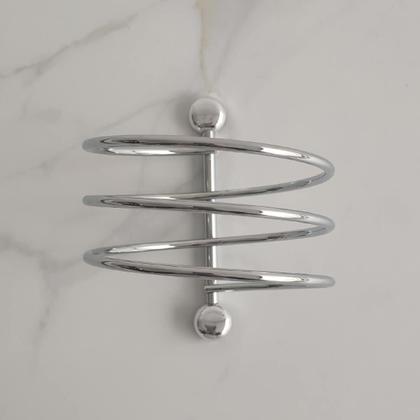 Imagem de Kit 2 Suportes Porta Secador de Cabelo Espiral Cromados Acessórios para Banheiro Parede